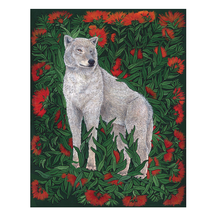 Gray Wolf with Cliff Paintbrush