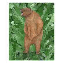 Grizzly Bear with Fiddlehead Fern