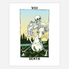 A poster-style print showing a skeleton with a large mushroom and the text "XIII" at the top and "DEATH" at the bottom.