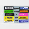 A sticker sheet with eight colorful bumper-sticker-style phone decals and the large centered text “BUMPER STICKERS for YOUR PHONE vol.1.”