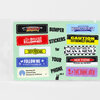 A sticker sheet with eight bumper-sticker-style phone decals and the text "BUMPER STICKERS for YOUR PHONE vol. 2" in the center.