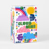 A colorful rectangular card game box labeled "CLOUD NINE" with stylized clouds, birds, rainbows, suns, and geometric shapes.