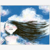 An art print shows a smiling girl with long black hair flowing to the right against a blue sky with soft white clouds.