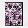 A black-and-white and hot pink cat collage poster or print with the large text "CRAP-HOUND" and smaller text "CATS," filled with many different cat faces and drawings.