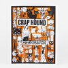 A printed zine or mini-issue cover with an orange-and-black collage of cats, skulls, scissors, people, and other small illustrations, with the text "CRAP HOUND" and "COLLECTED EXTRAS & BLACK CAT MINI-ISSUE".