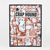 A paperback zine or book cover with the title "CRAP HOUND" and the subtitle "SEX & KITCHEN GADGETS," featuring a black-and-white illustrated collage of pin-up figures, household tools, and playful graphic panels on an orange background.