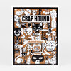 A rectangular print or book cover with a collage of black-and-white illustrations on a brown background, featuring the text "CRAP HOUND," "ADDITIONS," and "2020."