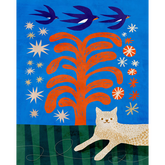 Product Image for durido-cat-and-swallows-print