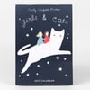 A 2027 calendar with the cover text "Emily Winfield Martin" and "girls & cats," showing two girls riding on a white cat surrounded by stars.