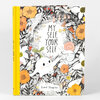 A hardcover book with a bright yellow spine and a floral illustrated cover titled “MY SELF, YOUR SELF” by Esmé Shapiro.