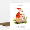 A holiday greeting card featuring an illustration of Santa sitting on a snail with the text "HO HO HO!" at the top and "I'M ON A SNAIL." at the bottom.