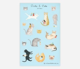 Girls & Cats Sticker Set