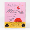 A square set of four posters with a pink cover featuring a hand-drawn figure reaching toward a red moon, clouds spelling parts of "DREAMS," and the text "Keep Reaching for your" and "INSPIRATIONAL POSTERS BY HILLER GOODSPEED" with "4 POSTERS" and "8" x 10"" in black circles.