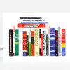 A greeting card featuring an illustrated row of colorful books stacked side by side and on top of each other, with visible titles including “Hope in the Dark,” “Nineteen Eighty-Four,” “The Handmaid’s Tale,” “The Shock Doctrine,” and “It Can’t Happen Here.”