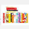 A greeting card featuring an illustration of a stack and row of colorful cookbook spines with visible titles such as "New York Times Cookbook," "Joy of Cooking," and "Chez Panisse Cooking."