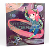 A hardcover book titled "INTERSTELLAR CINDERELLA" with a colorful illustrated cover showing a pink-haired character in a space-themed scene and the text "By Deborah Underwood" and "Illustrated by Meg Hunt."