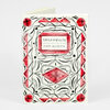 A small zine with a white cover decorated in black and red geometric and floral-style line art, with the title "ORNAMENTS" and the name "KAYE BLEVAD" printed on the front.