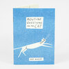 A blue zine booklet cover with the handwritten title “ROUTINE QUESTIONS FOR THE CAT,” a white stretching cat illustration, and the name “KAYE BLEGVAD” at the bottom.