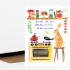 A greeting card shows an illustration of a rabbit flipping a pancake beside a stove, with the text "YOU ARE THE BEST PANCAKE FLIPPER IN ALL THE LAND."
