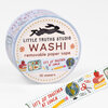 A roll of Little Truths Studio washi tape labeled "WASHI" and "removable paper tape," with the phrase "LET'S SIT TOGETHER AT LUNCH" and a 10 meters length marking on the front.