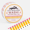 A roll of washi tape labeled "LITTLE TRUTHS STUDIO," "WASHI removable paper tape," and "10 meters," decorated with repeating yellow pencil illustrations.