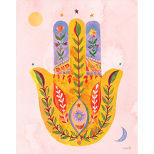 Floral Hamsa Pink Background