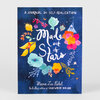 A book cover that reads "A JOURNAL for SELF-REALIZATION" and "Made out of Stars" with the author name "Meera Lee Patel," featuring colorful floral and star-like illustrations on a dark blue background.