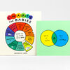 A hardcover book titled “Charts for Babies” by Michelle Rial with a colorful circular chart on the cover and a separate mint-green card showing two overlapping circles with the text “This is hello” and “This is goodbye.”