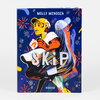 A paperback book cover with the title "SKIP" and the author name "MOLLY MENDOZA," featuring two stylized illustrated figures against a dark blue background with colorful starburst shapes and "NOBROW" at the bottom.