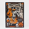 A black-and-orange horror zine or comic book titled “MONSTERAMA #1” with illustrated monsters, skulls, bats, pumpkins, and multiple stylized text callouts on the cover.
