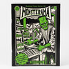 A black-and-green retro horror zine cover titled "MONSTERAMA" with a Frankenstein-like monster and visible text including "Nostalgia Driven Horror Art," "#5," and "YOUR RETRO HORROR ZINE."