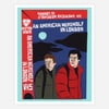 A colorful poster-style print with the text “AN AMERICAN WEREWOLF IN LONDON,” a red VHS-box design, and two illustrated figures in jackets under a moon and dark werewolf silhouettes.