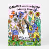 A coloring book cover titled "Gnomes Around the Year Coloring Book" with colorful illustrated gnomes, flowers, butterflies, and the artist name "Phoebe Wahl" at the bottom.