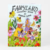 A coloring book cover titled "FAIRYLAND COLORING BOOK BY PHOEBE WAHL" with a colorful illustrated scene of fairies, flowers, mushrooms, and woodland characters.