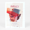 A rectangular art stamp or print featuring a collage portrait with the word "INFLICT" at the top and the text "AB MMXVII" above a handwritten signature and "51/100" at the bottom.