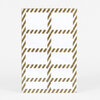 A sheet of six blank rectangular labels with gold diagonal striped borders and dotted divider lines.