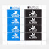 A sheet of eight small rectangular stamps in two colors, blue and black, each printed with a white snail logo and the text "BY SNAIL" and "PAR L'ESCARGOT," with "The Portland Stamp Company" printed at the top of each color block.