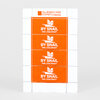 A sheet of four orange rectangular stamps reading "BY SNAIL" and "PAR L'ESCARGOT" with a white snail logo and "The PORTLAND STAMP Company" at the top.