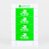 A sheet of four bright lime green stamps with a white snail logo and the text "BY SNAIL" and "PAR L'ESCARGOT" on each stamp, with "The PORTLAND STAMP Company" printed at the top.