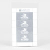 A sheet of four gray postage-stamp-style labels printed with the text "BY SNAIL" and "PAR L'ESCARGOT" under The Portland Stamp Company logo.