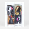 A print featuring four collage portraits arranged in a grid, each showing a human figure with a multicolored cutout over the face, and a handwritten signature with edition marking "5/100" at the bottom.