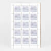 A sheet of postage-style stamps arranged in a grid, each with a pale gray block image and the small text "CLOSE THE CAMPS" underneath.
