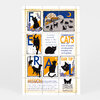A sheet of nine illustrated cat-themed stamps with large blue-and-orange letters, black cat silhouettes, and printed text including "COMMUNITY CATS," "EAR TIP," and "FERAL CAT COALITION OF OREGON."
