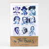 A sheet of nine blue-toned illustrated postage-stamp portraits labeled Son House, Pine Top Perkins, Big Mama Thornton, Ma Rainey, Charley Patton, Woody Waters, Sleepy John Estes, Lucille Bogan, and Pete Wheatstraw, with “The Blues” and a signature printed below.