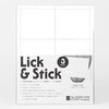 A package of Portland Stamp Company "Lick & Stick" paper with three perforated 8.5 x 11 inch sheets and a stamp size of 3.875 x 3.375 inches.