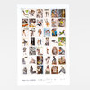 A sheet of postage-stamp-sized collage images arranged in a grid, with handwritten text and the year 2015 printed at the bottom.