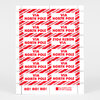 A sheet of red-and-white decorative stamps printed with repeated "VIA NORTH POLE" panels, one upside down panel, "HO! HO! HO!" at the bottom, and "The PORTLAND STAMP Company" logo.