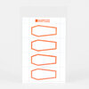 A sheet of four orange coffin-shaped label or stamp outlines with the text "The PORTLAND STAMP Company" at the top.