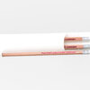 Three natural wood pencils with silver ferrules and white erasers, packaged in a white paper sleeve, with "THE PORTLAND STAMP COMPANY" printed on one pencil and partial matching text visible on the others.