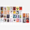 A sheet of small postage stamps featuring miniature PLAZM magazine cover images arranged in a grid.
